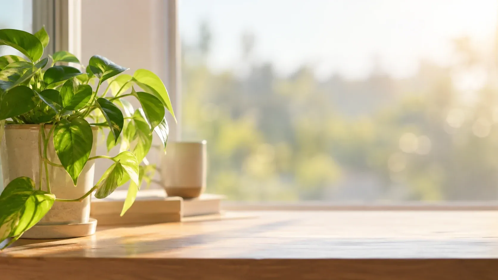 窓辺に置かれた植物のイメージ